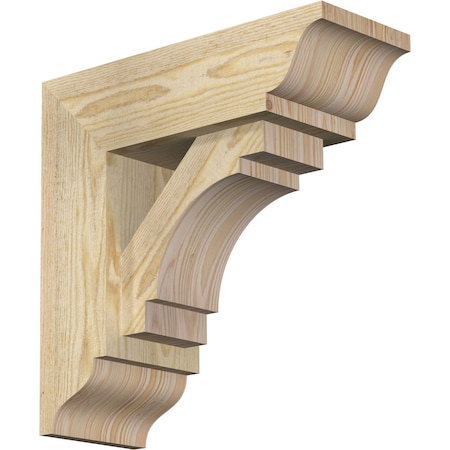 Ekena Millwork Merced Traditional Rough Sawn Bracket w/ Offset Brace, Douglas Fir, 6"W x 16"D x 16"H BKT0604X16X16MRC01RDF